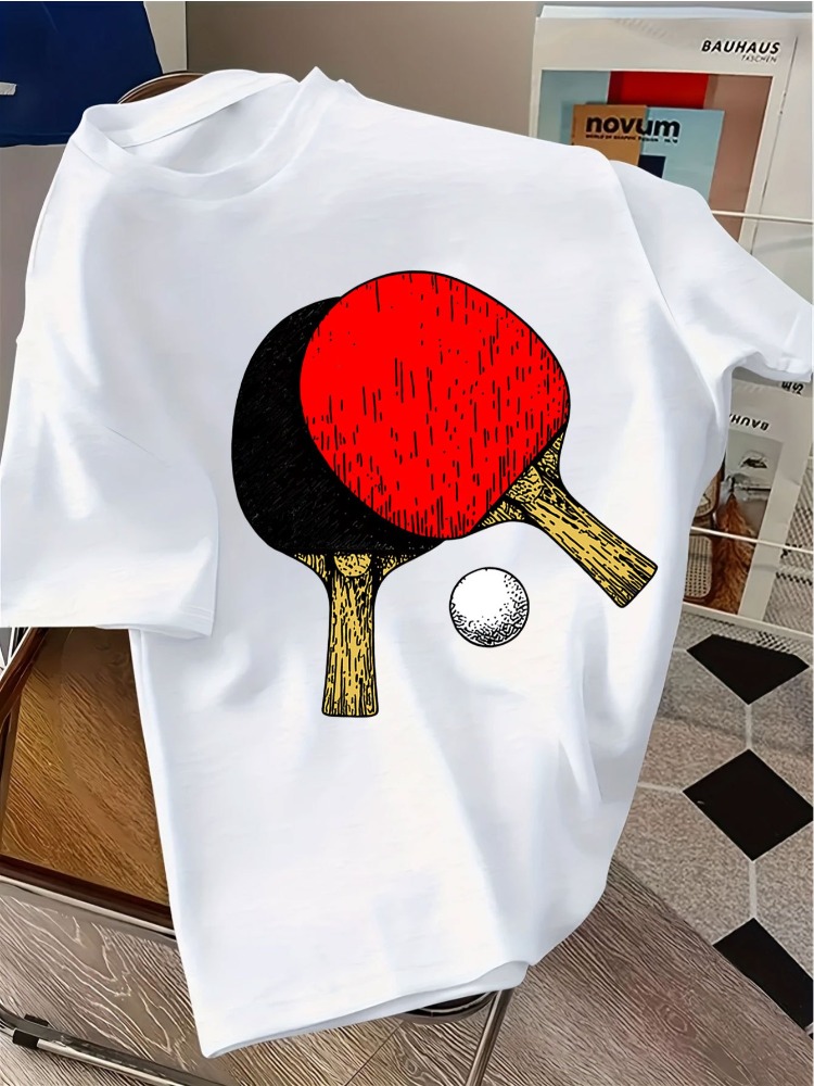 Table Tennis Graphics - Camiseta de Cuello Redondo Azul Marino