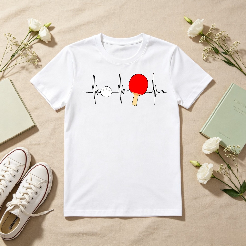 Table Tennis Graphics - Camiseta Deportiva de Manga Corta con