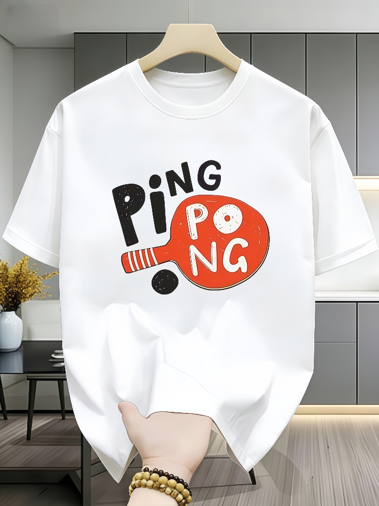 Camiseta informal de algodón c - Table Tennis Graphics reseña y precio